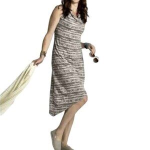 Fresh Produce Midi Shift Dress Womens L Gray Asymmetrical Hem Sleeveless Boho